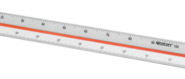 WESTCOTT driekantige architectenschaal kunststof wit