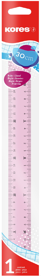 Kores liniaal, 300 mm, transparant, gesorteerd op kleur