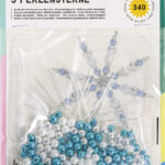 Kralensterren-set, 340 stuks, blauw / zilver / paarlemoerachtig wit