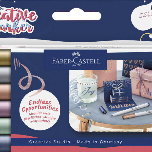 FABER-CASTELL Creative Marker GOLDFABER, 6-delig etui Happy Celebration
