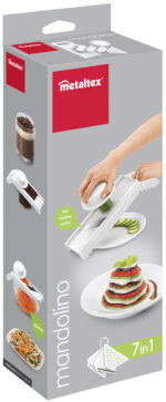 Metaltex universele rasp Mandolino met 4 inzetstukken, wit