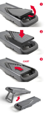 Metaltex universele rasp Slice-V met 5 inzetstukken, grijs
