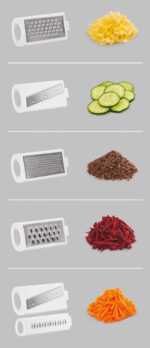 Metaltex Professionele Mandoline met 5 Inzetstukken - Wit