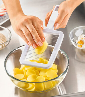 Metaltex aardappelsnijder kunststof/edelstaal wit