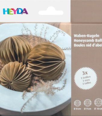 Honingraat decoratieset 'Honingraat ballen', naturel