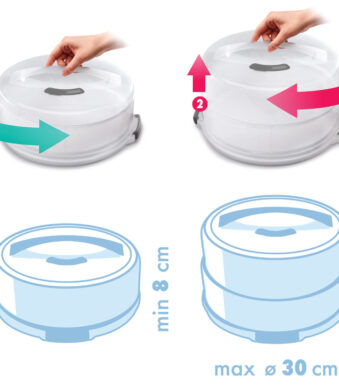 Metaltex taartcontainer hoogteverstelling wit transparant