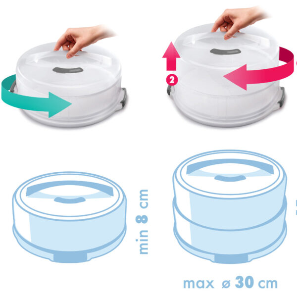 Metaltex taartcontainer hoogteverstelling wit transparant