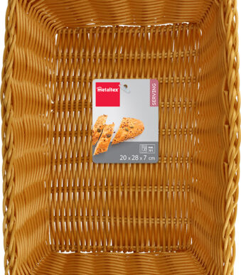 Metaltex broodmandje rechthoekig kunststofvlechtwerk beige