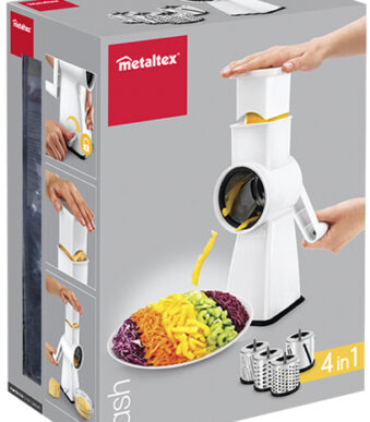 Metaltex keukenrasp Flash met 4 inzetstukken, wit/RVS