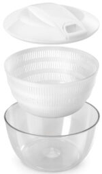 Metaltex saladeslinger met koordmechanisme, wit, 4 liter