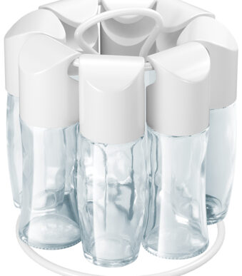 Metaltex kruidenrek draaiend wit - 8 glazen potjes inclusief etiketten