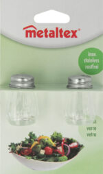 Metaltex zout- en peperstrooierset van glas en edelstaal
