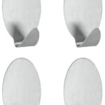 Metaltex zelfklevende haken set, 4 stuks, ovaal, roestvrij staal