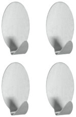 Metaltex zelfklevende haken set, 4 stuks, ovaal, roestvrij staal