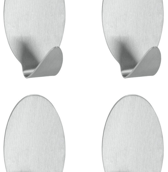 Metaltex zelfklevende haken set, 4 stuks, ovaal, roestvrij staal