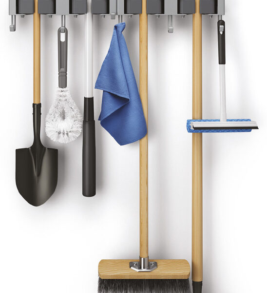 Metaltex Hang-Up wandhouder met 4 klemmen en 6 haken, 2-delig