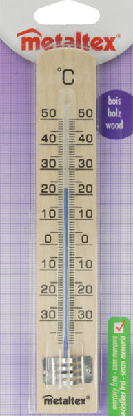 Metaltex binnenthermometer van beukenhout bruin