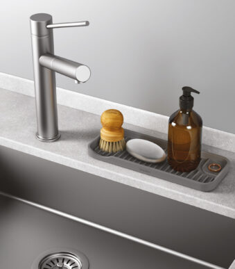 Metaltex siliconen spoelbakorganizer Tidy-Mat grijs 23cm