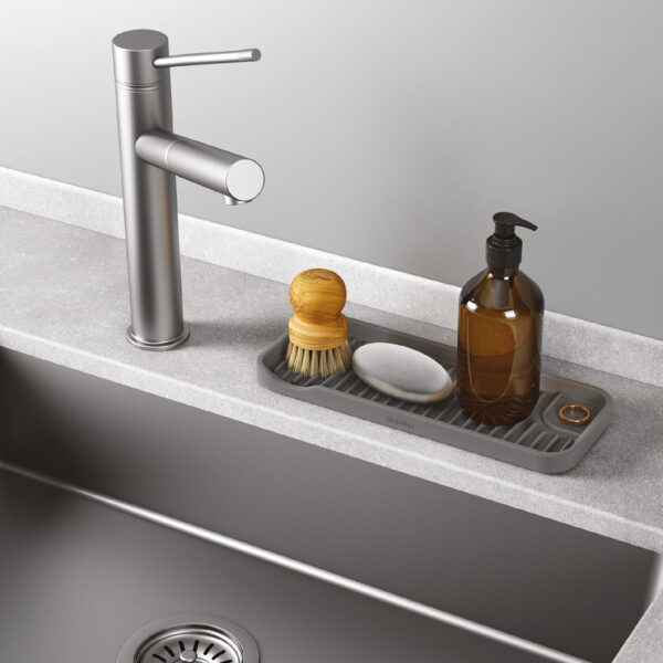 Metaltex siliconen spoelbakorganizer Tidy-Mat grijs 23cm