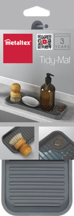 Metaltex siliconen spoelbakorganizer Tidy-Mat grijs 23cm