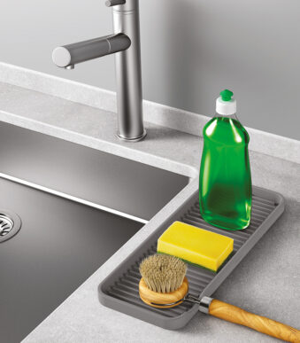 Metaltex siliconen spoelbakorganizer Tidy-Mat XL grijs