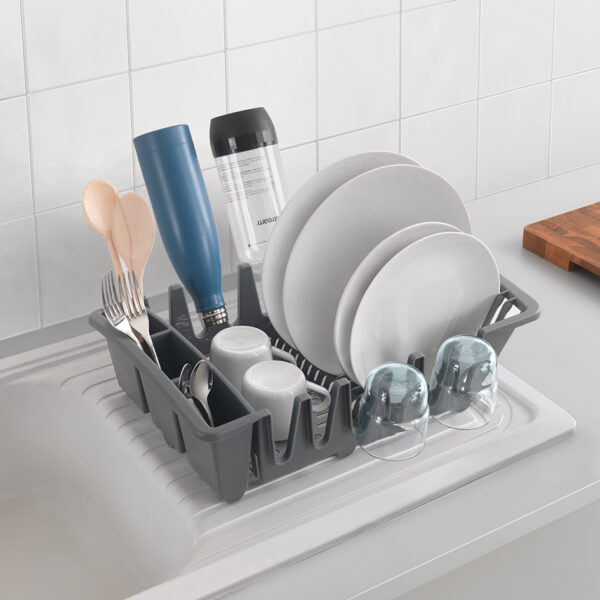 Metaltex Smartex afdruiprek grijs met bestekhouder