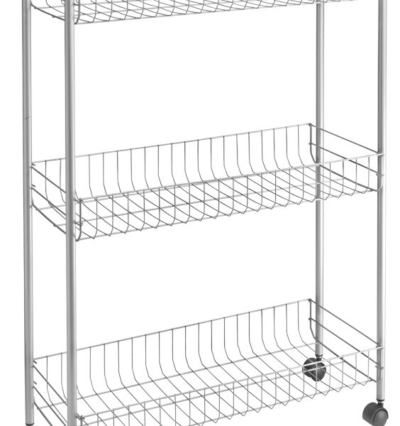 Metaltex serveerwagen Slim Deluxe 3 etages zilvermetallic