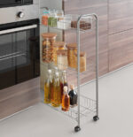 Metaltex serveerwagen Slim Deluxe 3 etages zilvermetallic