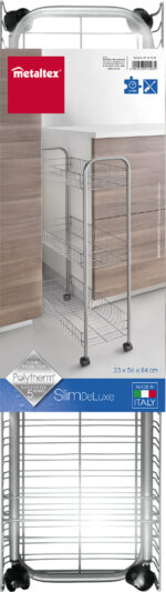 Metaltex serveerwagen Slim Deluxe 3 etages zilvermetallic