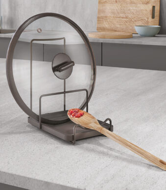 Metaltex deksel- en lepelhouder Tokyo LAVA mat zwart