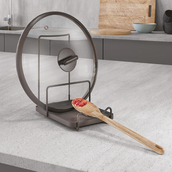 Metaltex deksel- en lepelhouder Tokyo LAVA mat zwart