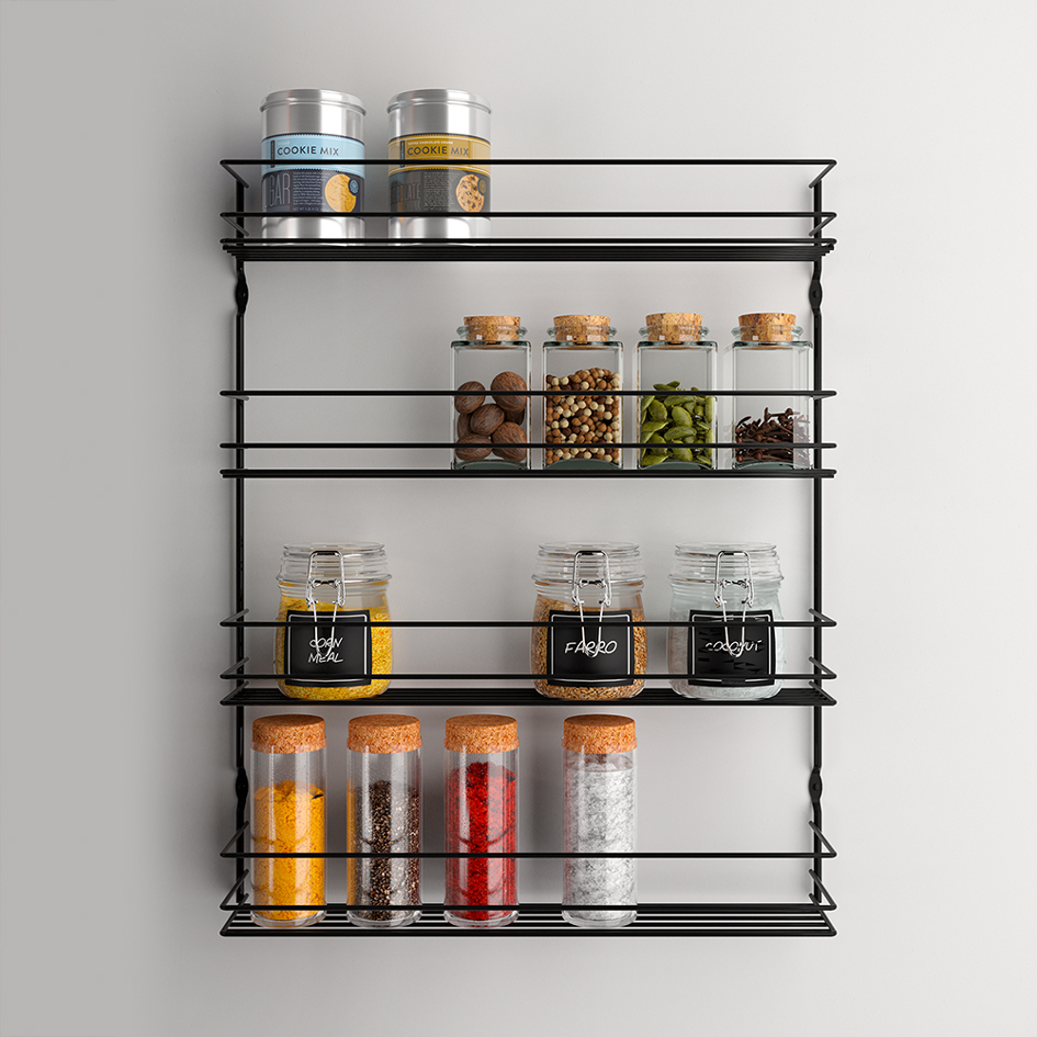Metaltex kruidenrek Pepito 4-laags zwart mat Metaltex kruidenrek Pepito 4-laags zwart mat