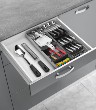 Metaltex Bestekbak Verstelbaar, Kunststof, Grijs