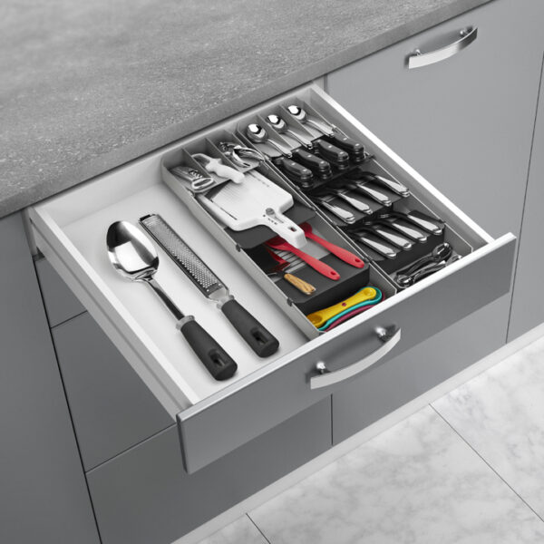 Metaltex Bestekbak Verstelbaar, Kunststof, Grijs