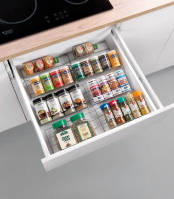 Metaltex uittrekbaar kruidenrek voor laden, zilver