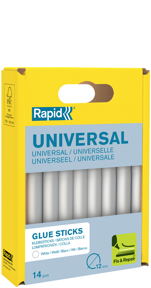Rapid lijmpatronen universeel wit, diameter 12 mm, 14 stuks Rapid lijmpatronen universeel wit, diameter 12 mm, 14 stuks