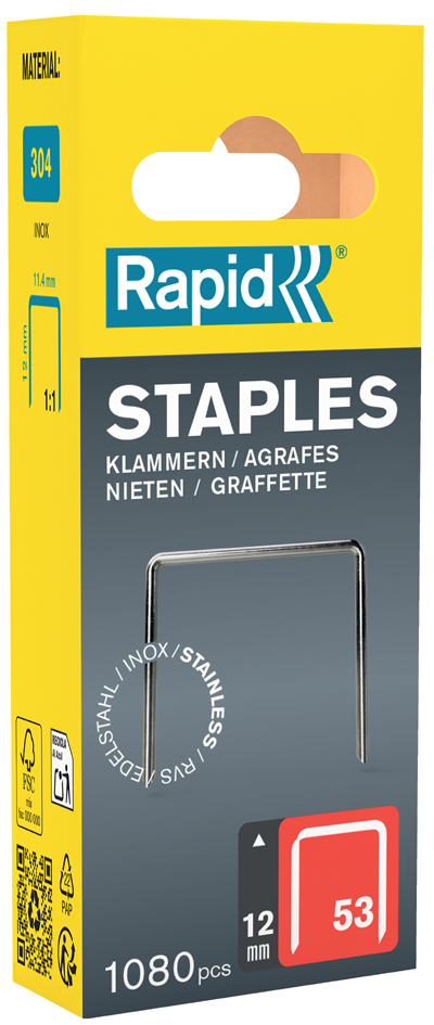 Rapid fijndraad nieten type 53, 12 mm, kleine verpakking Rapid fijndraad nieten type 53, 12 mm, kleine verpakking