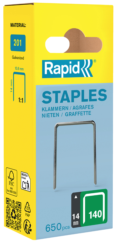 Rapid nietjes vlakdraad type 140, 14 mm, kleine verpakking Rapid nietjes vlakdraad type 140, 14 mm, kleine verpakking