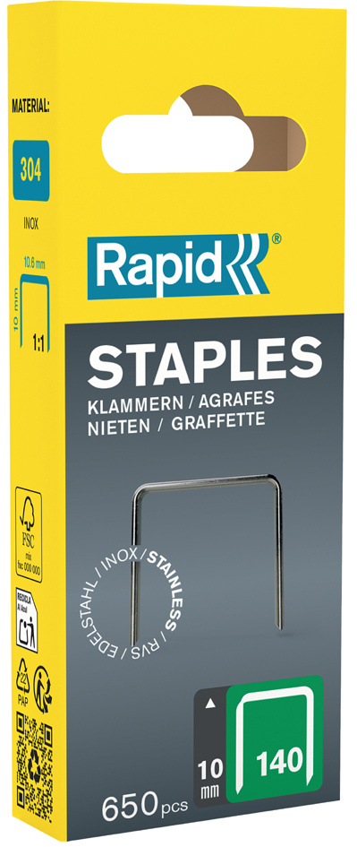 Rapid vlakdraadnieten type 140, 10 mm, kleine verpakking Rapid vlakdraadnieten type 140, 10 mm, kleine verpakking