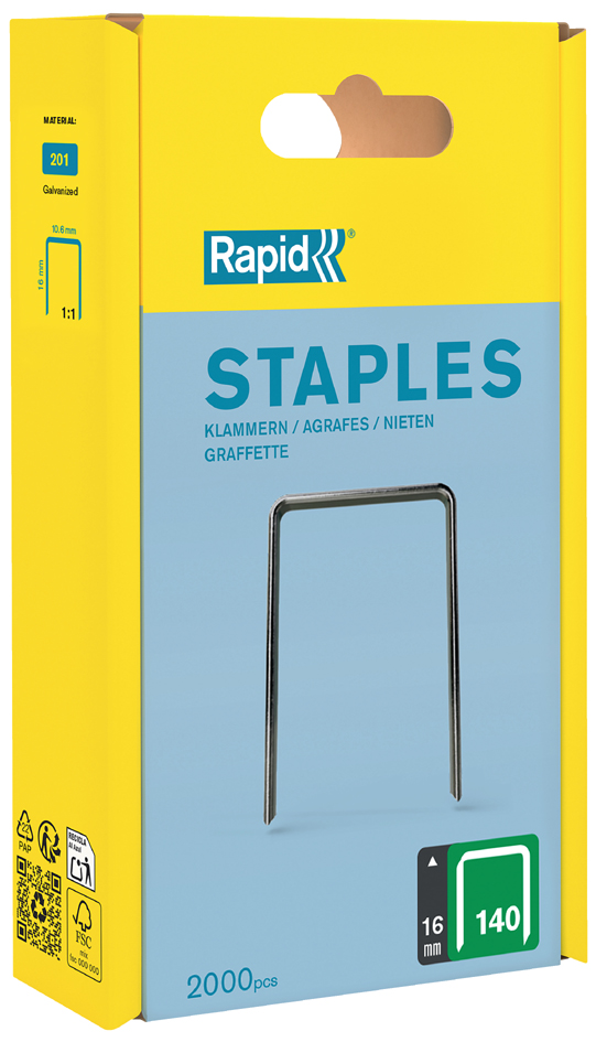 Rapid vlakdraadnieten type 140, 16 mm, grootverpakking Rapid vlakdraadnieten type 140, 16 mm, grootverpakking