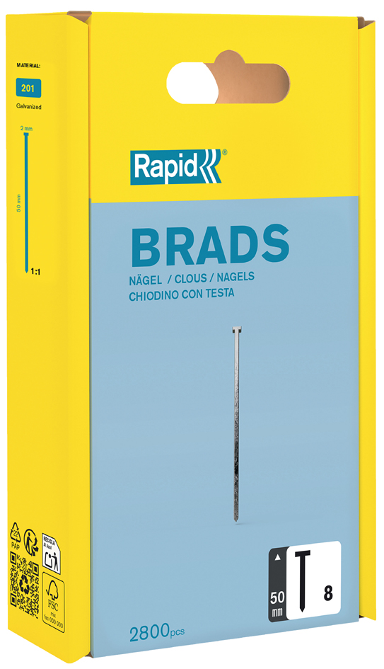 Rapid spijkers type 8, 50 mm, gegalvaniseerd, grootverpakking Rapid spijkers type 8, 50 mm, gegalvaniseerd, grootverpakking