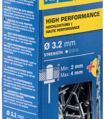 Rapid blindklinknagels universeel, 3,2 x 8 mm, aluminium