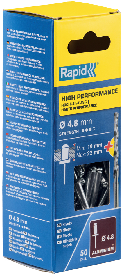 Rapid blindklinknagels universeel, 4,8 x 25 mm, aluminium Rapid blindklinknagels universeel, 4,8 x 25 mm, aluminium