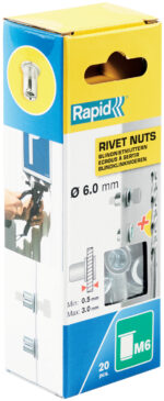 Rapid blindklinknagels M6 staal, verchroomd, 20 stuks inclusief boor
