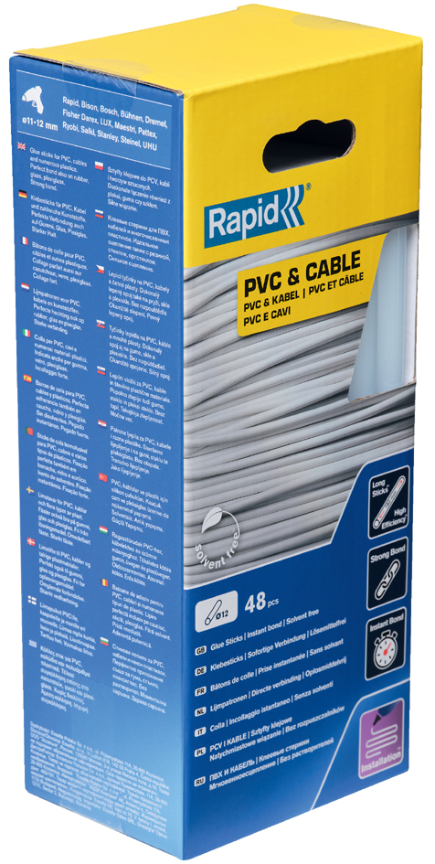 Rapid lijmpatroon PVC & kabel, 12 mm diameter, lang Rapid lijmpatroon PVC & kabel, 12 mm diameter, lang