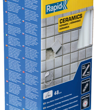 Rapid lijmpatronen keramiek, wit, 12 mm diameter, 190 mm lang, 48 stuks