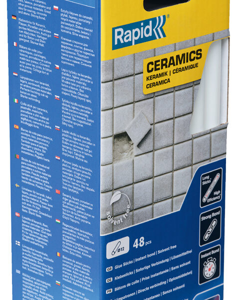 Rapid lijmpatronen keramiek, wit, 12 mm diameter, 190 mm lang, 48 stuks