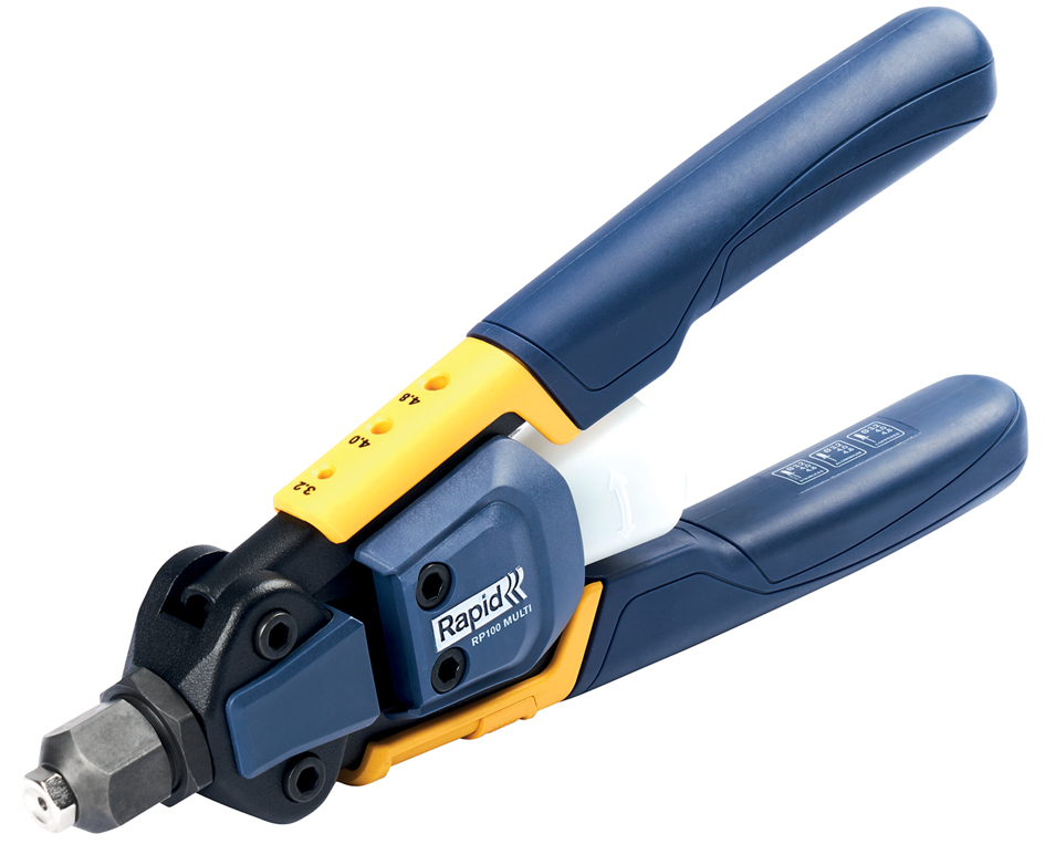 Rapid krachtsparende popnageltang RP100 Multi blauw/geel Rapid krachtsparende popnageltang RP100 Multi blauw/geel