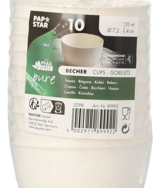 PAPSTAR suikerriet schaaltjes rond 120 ml, wit, 10 stuks