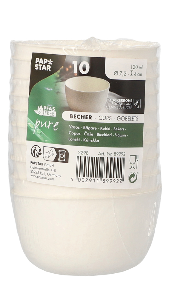 PAPSTAR suikerriet schaaltjes rond 120 ml, wit, 10 stuks PAPSTAR suikerriet schaaltjes rond 120 ml, wit, 10 stuks